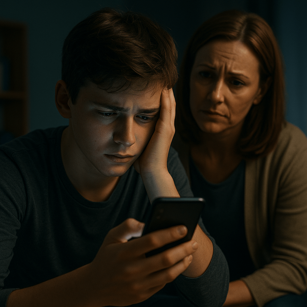 Adolescente sufriendo ciberbullying